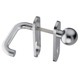 Maniglia per porta tagliafuoco in acciaio Stoccolma L15 e pomolo fisso 059 foro yale Reguitti Inox con placca