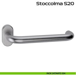 Maniglia in acciaio per porta Stoccolma 200 Reguitti Inox rosetta ovale 2