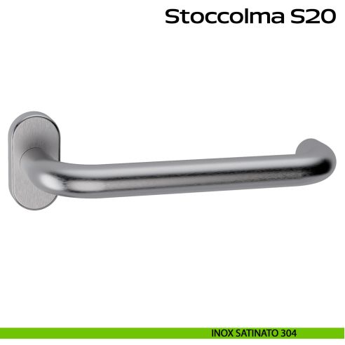 Maniglia in acciaio per porta Stoccolma 200 Reguitti Inox rosetta ovale - inox satinato 304