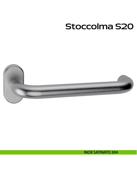 Maniglia in acciaio per porta Stoccolma 200 Reguitti Inox rosetta ovale - inox satinato 304