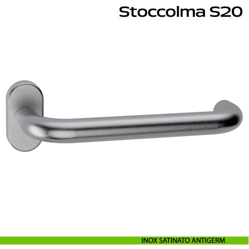 Maniglia in acciaio per porta Stoccolma 200 Reguitti Inox rosetta ovale - inox satinato ANTIGERM