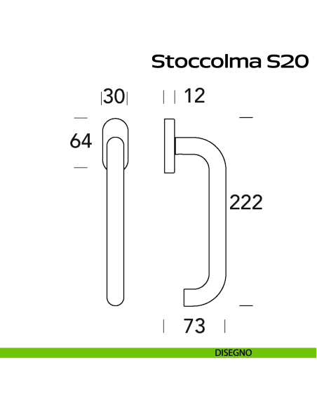 Maniglia in acciaio per finestra DK Stoccolma 200 Reguitti Inox disegno