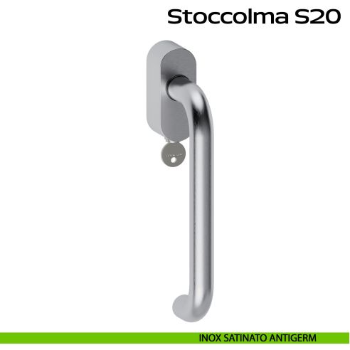 Maniglia in acciaio per finestra DK con funzione TBT Stoccolma 200 Reguitti Inox - inox satinato ANTIGERM