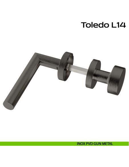 Maniglia in acciaio Toledo L14 e pomolo fisso 2Q1 Reguitti Inox rosetta tonda - inox pvd gun metal