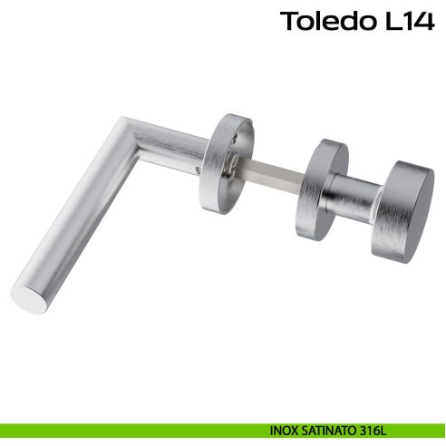 Maniglia in acciaio Toledo L14 e pomolo fisso 2Q1 Reguitti Inox rosetta tonda - acciaio inox 316L