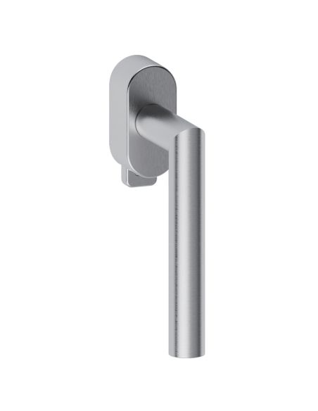 Maniglia in acciaio DK per finestra con pulsante su placca Toledo L14 Reguitti Inox rosetta ovale