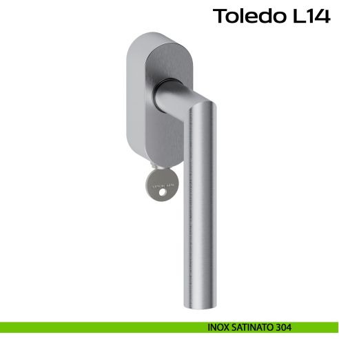 Maniglia in acciaio DK per finestra con chiave Toledo L14 Reguitti Inox rosetta ovale - inox satinato 304