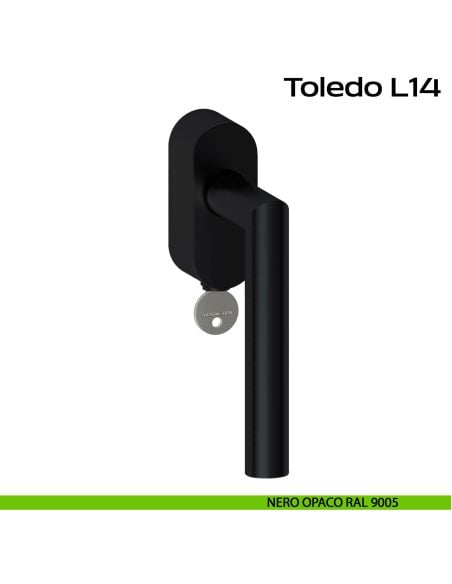 Maniglia in acciaio DK per finestra con funzione TBT Toledo L14 Reguitti Inox rosetta ovale - nero opaco RAL 9005