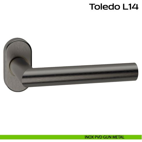 Maniglia in acciaio per porta Toledo L14 Reguitti Inox rosetta ovale - inox pvd gun metal
