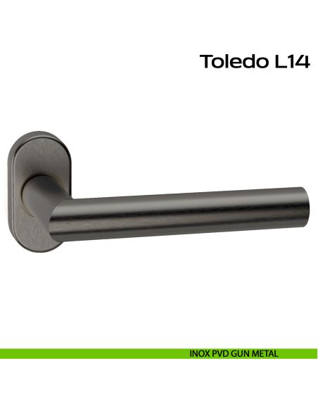 Maniglia in acciaio per porta Toledo L14 Reguitti Inox rosetta ovale - inox pvd gun metal