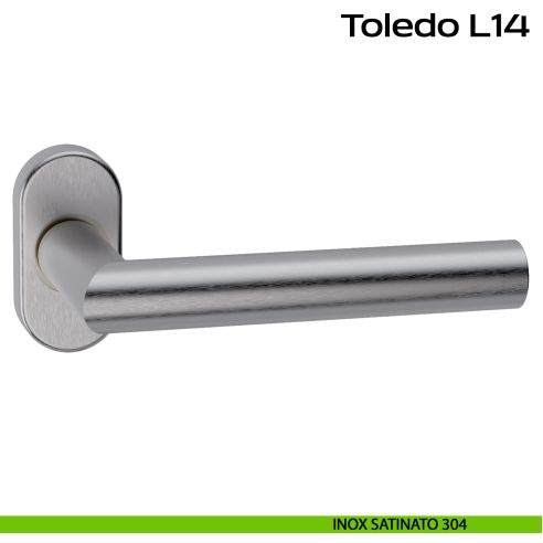 Maniglia in acciaio per porta Toledo L14 Reguitti Inox rosetta ovale - inox satinato 304