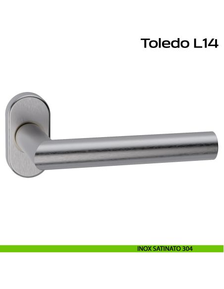 Maniglia in acciaio per porta Toledo L14 Reguitti Inox rosetta ovale - inox satinato 304