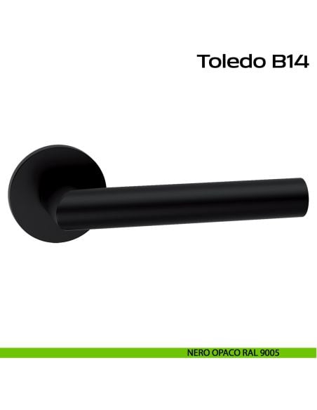 Maniglia ribassata in acciaio per porta Toledo B B14 Reguitti Inox - nero opaco RAL 9005