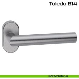 Maniglia ribassata in acciaio per porta Toledo B B14 Reguitti Inox rosetta ovale 2