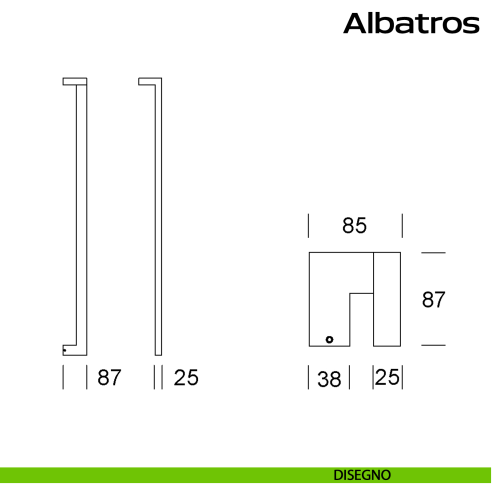 Maniglione in acciaio per porta Albatros Reguitti Inox zancato disegno