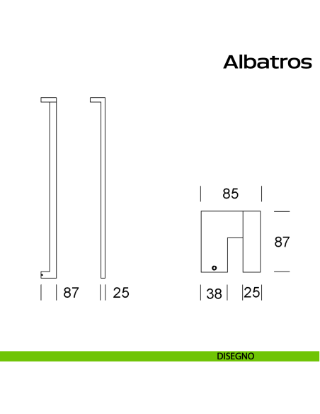 Maniglione in acciaio per porta Albatros Reguitti Inox zancato disegno
