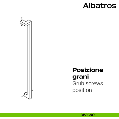 Maniglione in acciaio per porta Albatros Reguitti Inox zancato disegno