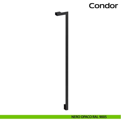 Maniglione in acciaio per porta Condor Reguitti Inox zancato - nero opaco RAL 9005
