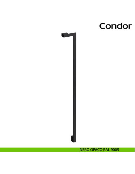 Maniglione in acciaio per porta Condor Reguitti Inox zancato - nero opaco RAL 9005