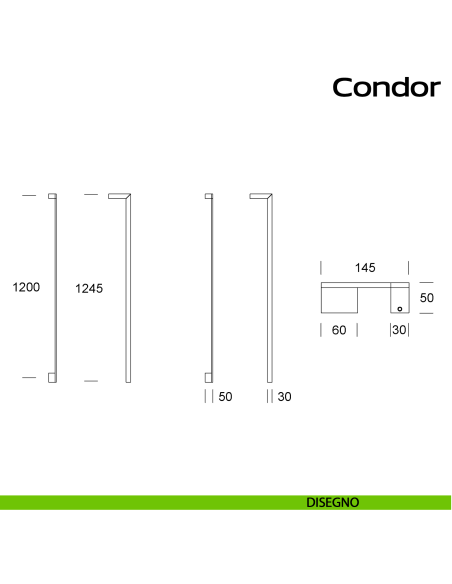 Maniglione in acciaio per porta Condor Reguitti Inox zancato disegno