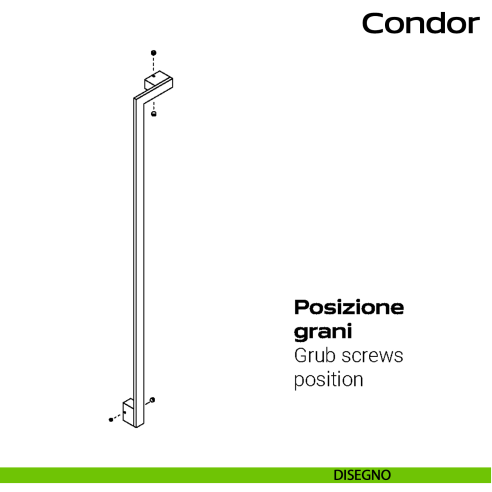 Maniglione in acciaio per porta Condor Reguitti Inox zancato disegno