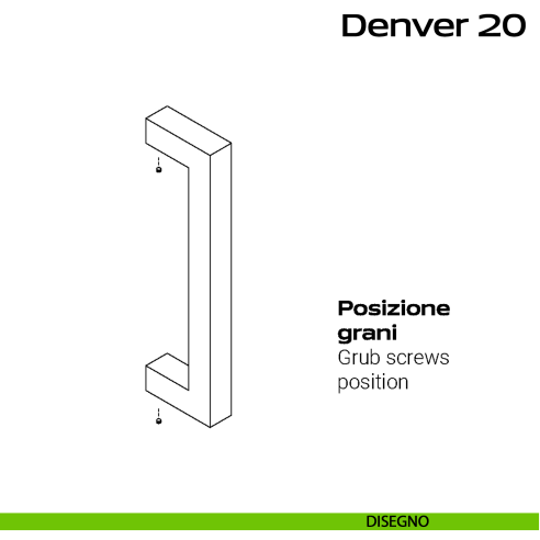 Maniglione dritto in acciaio per porta Denver 20 Reguitti Inox disegno
