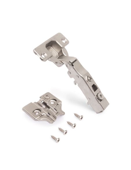 Emuca Lotto di 20 cerniere collo dritto X91N con basette a vite, altezza 0, Acciaio, Nichelato
