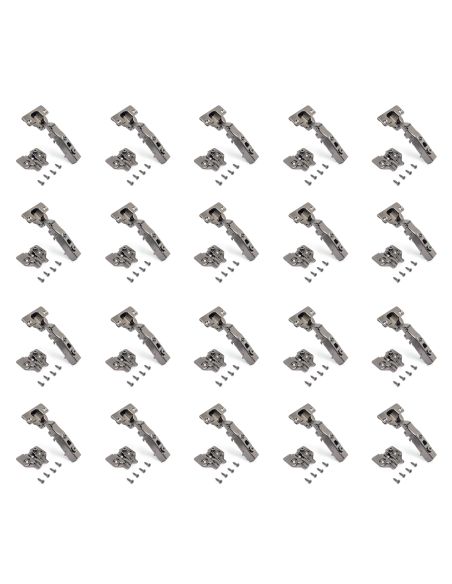 Emuca Lotto di 20 cerniere collo dritto X91N con basette a vite, altezza 0, Acciaio, Titanio