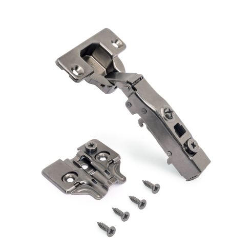 Emuca Lotto di 20 cerniere collo dritto X91N con basette a vite, altezza 0, Acciaio, Titanio