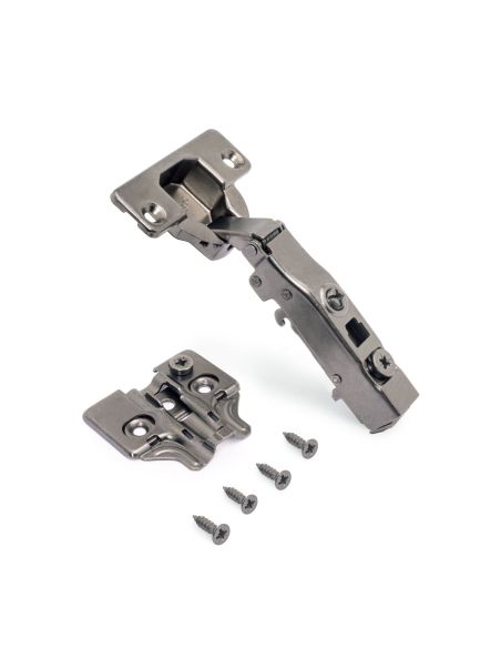 Emuca Lotto di 20 cerniere collo dritto X91N con basette a vite, altezza 0, Acciaio, Titanio