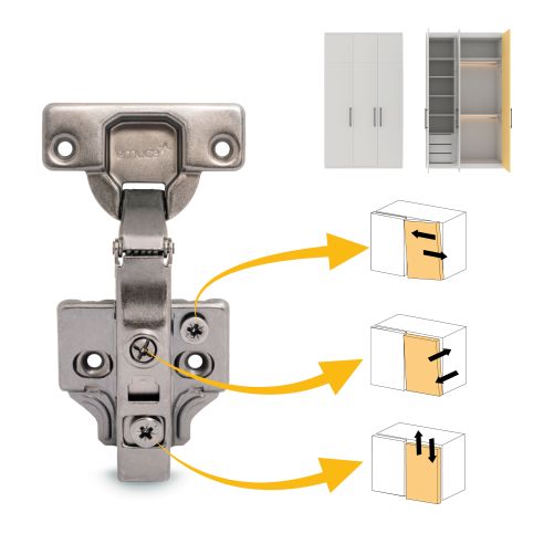 Emuca Lotto di 20 cerniere collo dritto X91N con basette a vite, altezza 0, Acciaio, Titanio