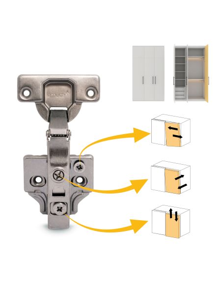 Emuca Lotto di 20 cerniere collo dritto X91N con basette a vite, altezza 0, Acciaio, Titanio