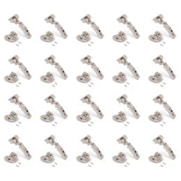 Emuca Lotto di 20 cerniere collo dritto X91N con basette montaggio misto, diametro 5x9,5 mm, altezza 0, Acciaio, Nichelato