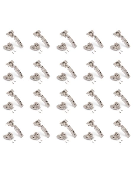 Emuca Lotto di 20 cerniere collo dritto X91N con basette montaggio misto, diametro 5x9,5 mm, altezza 0, Acciaio, Nichelato