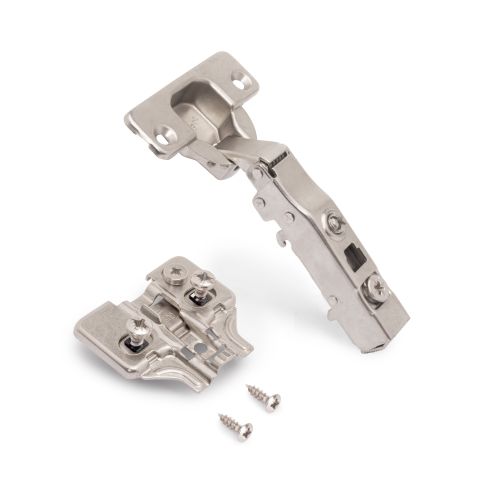 Emuca Lotto di 20 cerniere collo dritto X91N con basette montaggio misto, diametro 5x9,5 mm, altezza 0, Acciaio, Nichelato