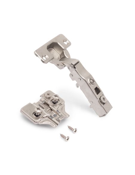 Emuca Lotto di 20 cerniere collo dritto X91N con basette montaggio misto, diametro 5x9,5 mm, altezza 0, Acciaio, Nichelato