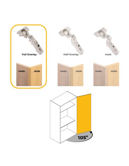 Emuca Lotto di 20 cerniere collo dritto X91N con basette montaggio misto, diametro 5x9,5 mm, altezza 0, Acciaio, Nichelato