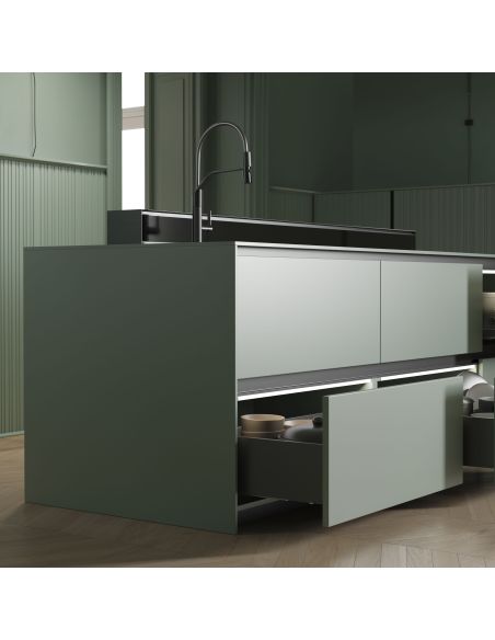 Emuca Cassetto esterno Vertex con regolazione 3D altezza 178mm, 40kg, spessore del pannello di 18mm, profondità 450mm, Grigio