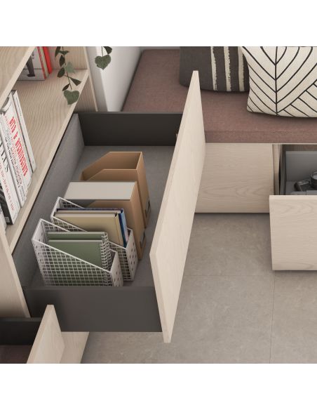 Emuca Cassetto esterno Vertex con regolazione 3D altezza 178mm, 40kg, spessore del pannello di 18mm, profondità 350mm, Grigio