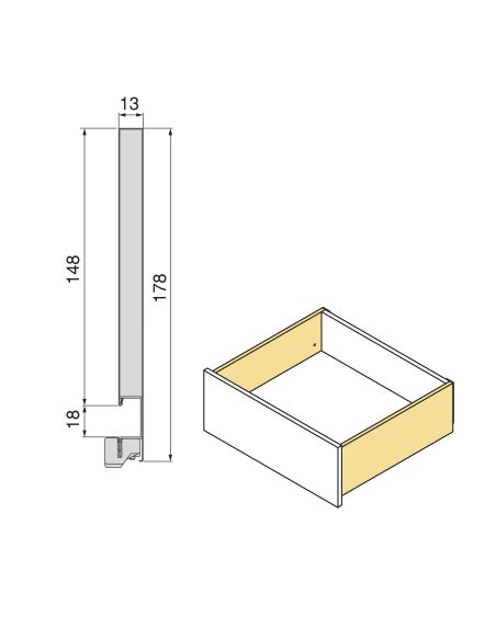 Emuca Cassetto esterno Vertex con regolazione 3D altezza 178mm, 40kg, spessore del pannello di 18mm, profondità 350mm, Grigio