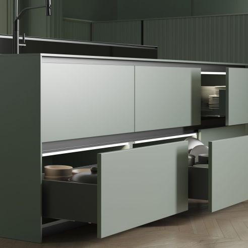 Emuca Cassetto esterno Vertex con regolazione 3D altezza 178mm, 40kg, spessore del pannello di 18mm, profondità 500mm, Grigio