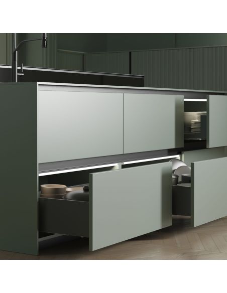 Emuca Cassetto esterno Vertex con regolazione 3D altezza 178mm, 40kg, spessore del pannello di 18mm, profondità 500mm, Grigio