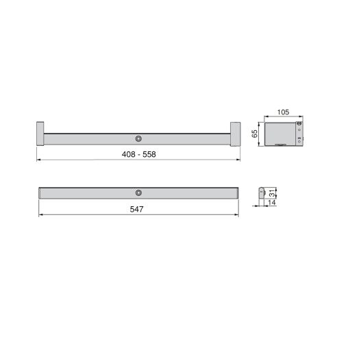 Emuca Barra appendiabili per armadi Castor con luce LED, batteria rimovibile e sensore di movimento, 558, Anodizzato opaco
