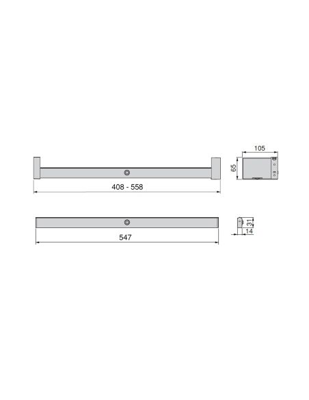 Emuca Barra appendiabili per armadi Castor con luce LED, batteria rimovibile e sensore di movimento, 558, Anodizzato opaco