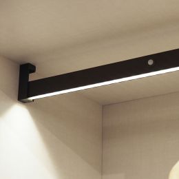 Emuca Barra appendiabili per armadi Castor con luce LED, batteria rimovibile e sensore di movimento, 858, Verniciato moka 2