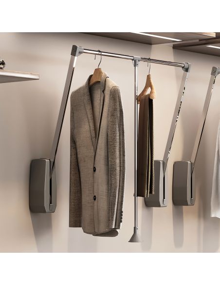 Emuca Appendiabiti da parete Hang, larghezza regolabile 600-830 mm, Acciaio e Tecnoplastica, Cromato lucido