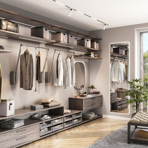 Emuca Appendiabiti da parete Hang, larghezza regolabile 600-830 mm, Acciaio e Tecnoplastica, Cromato lucido