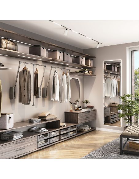 Emuca Appendiabiti da parete Hang, larghezza regolabile 600-830 mm, Acciaio e Tecnoplastica, Cromato lucido