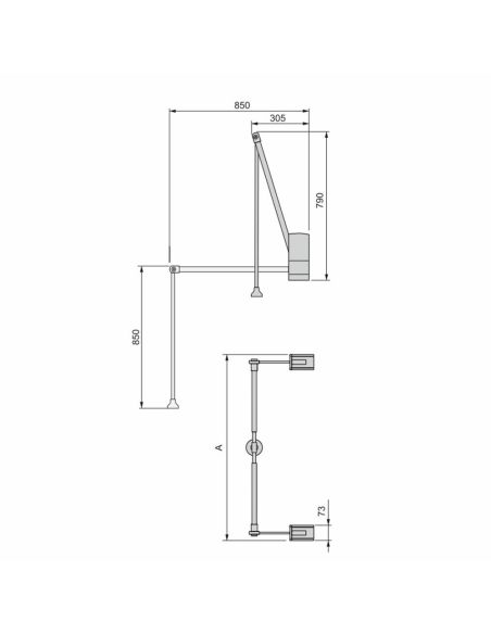 Emuca Appendiabiti da parete Hang, larghezza regolabile 600-830 mm, Acciaio e Tecnoplastica, Cromato lucido