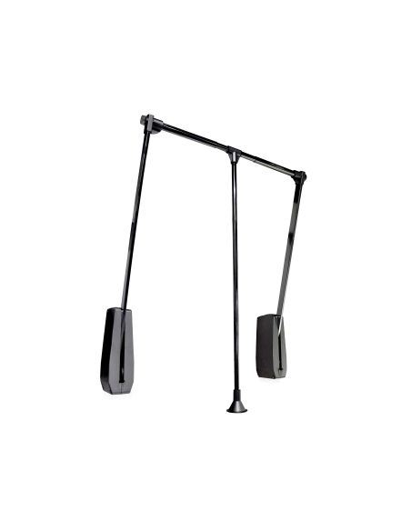 Emuca Appendiabiti da parete Hang, larghezza regolabile 600-830 mm, Acciaio e Tecnoplastica, Verniciato nero